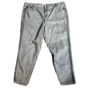 Brylane ladies Plus Size Slate Gray Stretch Denim Raw Edge Hem Skinny Jeans 24W